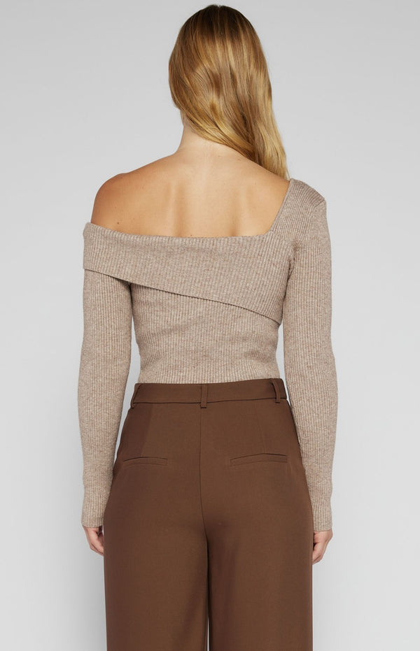 AMY BROWN MARL KNIT ONE SHOULDER TOP