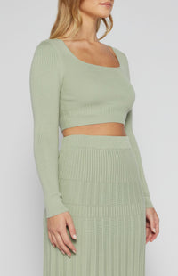 GRACE SAGE KNIT TOP & PLEATED SKIRT